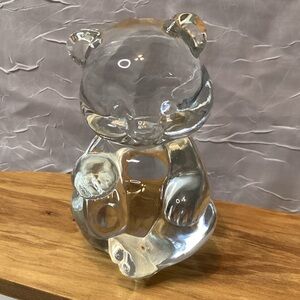 Fenton Clear Glass Bear Figurine Signed With Sticker Hand Made